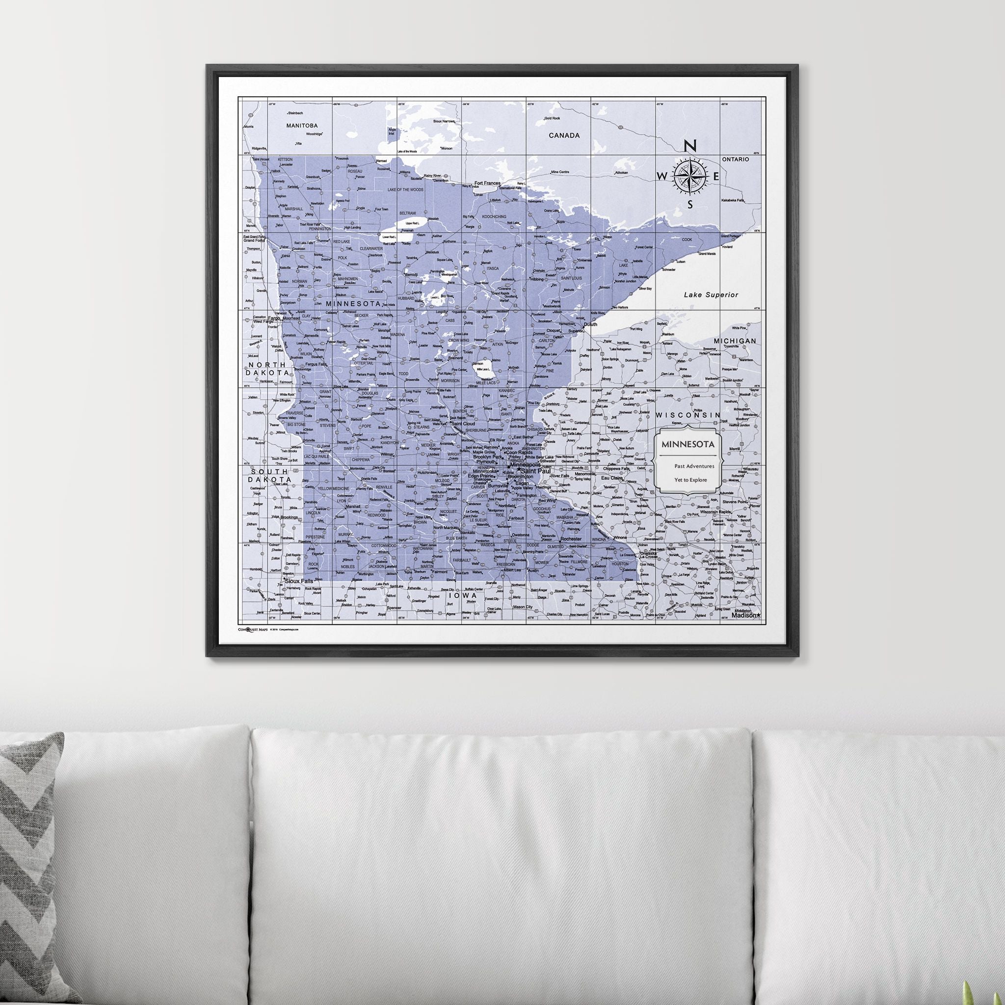 Push Pin Minnesota Map (Pin Board) - Purple Color Splash CM Pin Board