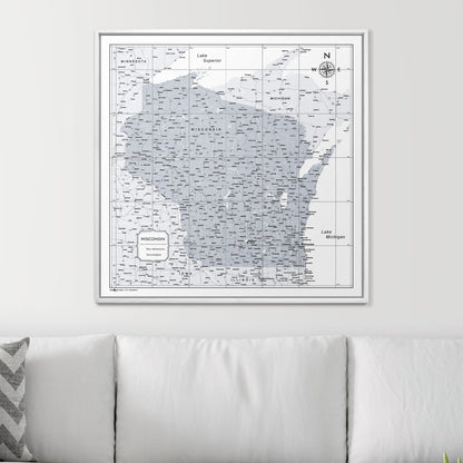 Push Pin Wisconsin Map (Pin Board) - Light Gray Color Splash CM Pin Board