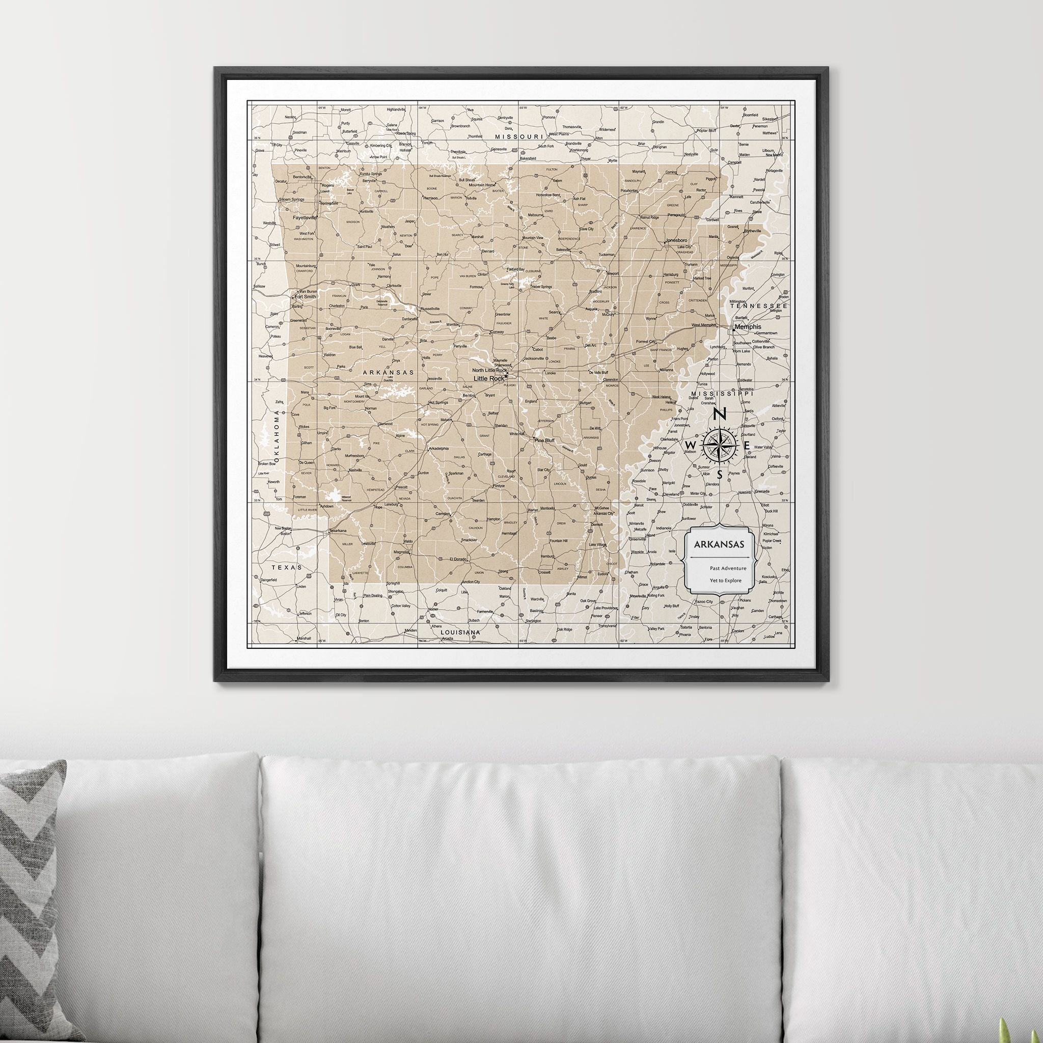 Push Pin Arkansas Map (Pin Board) - Light Brown Color Splash CM Pin Board