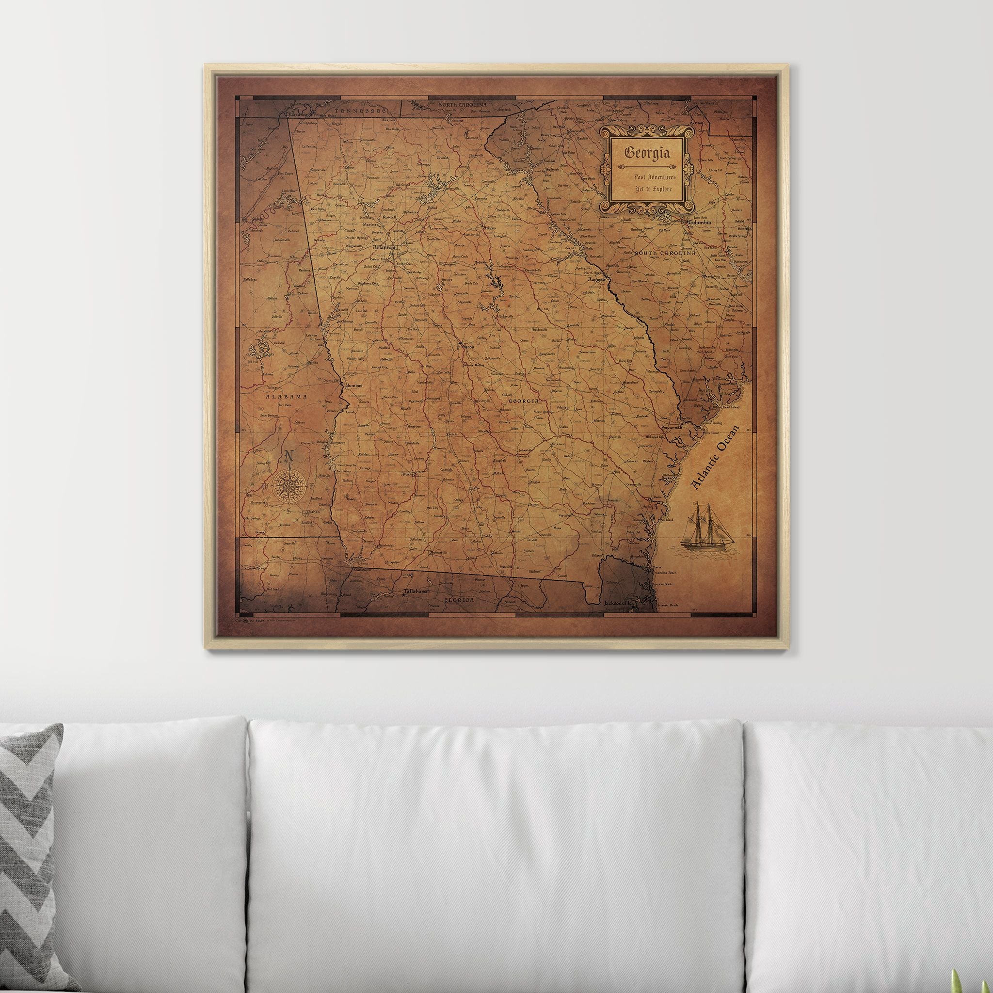 Push Pin Georgia Map (Pin Board) - Rustic Vintage CM Pin Board