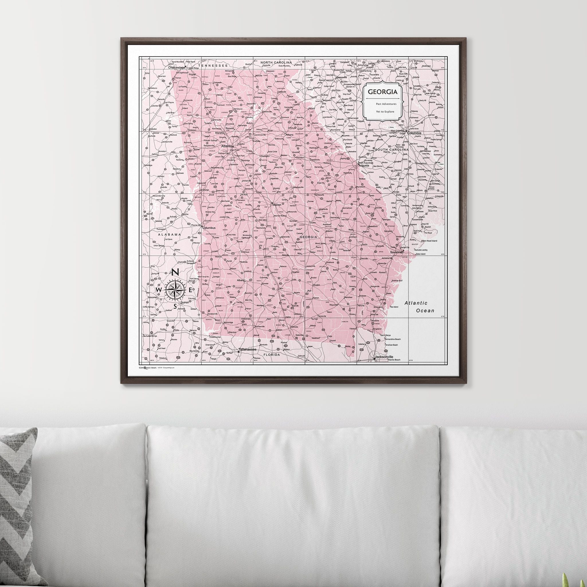 Push Pin Georgia Map (Pin Board) - Pink Color Splash CM Pin Board