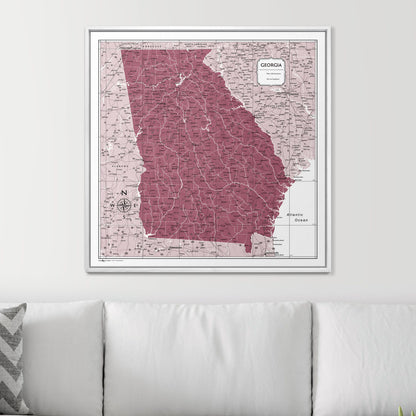 Push Pin Georgia Map (Pin Board) - Burgundy Color Splash CM Pin Board