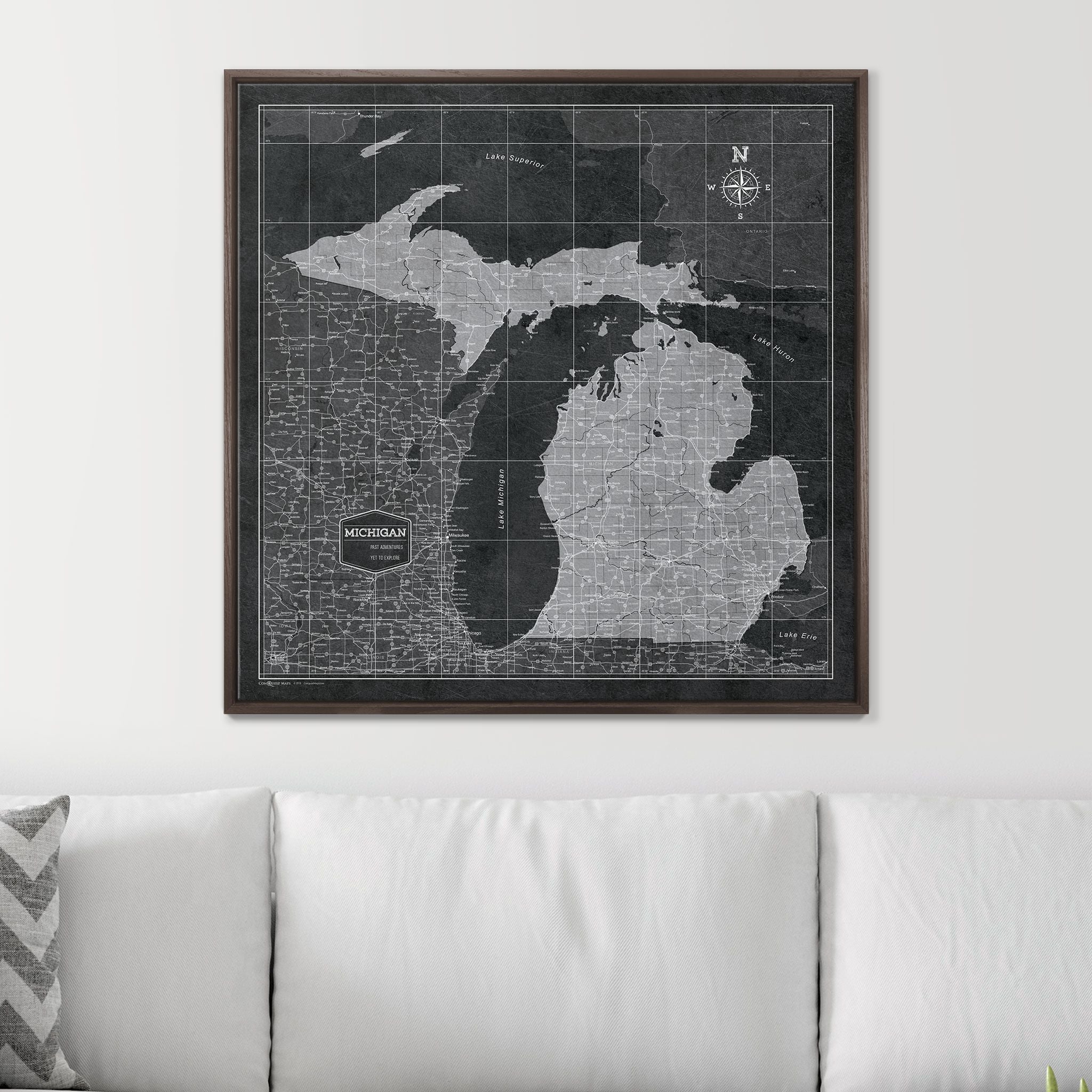 Push Pin Michigan Map (Pin Board) - Modern Slate CM Pin Board