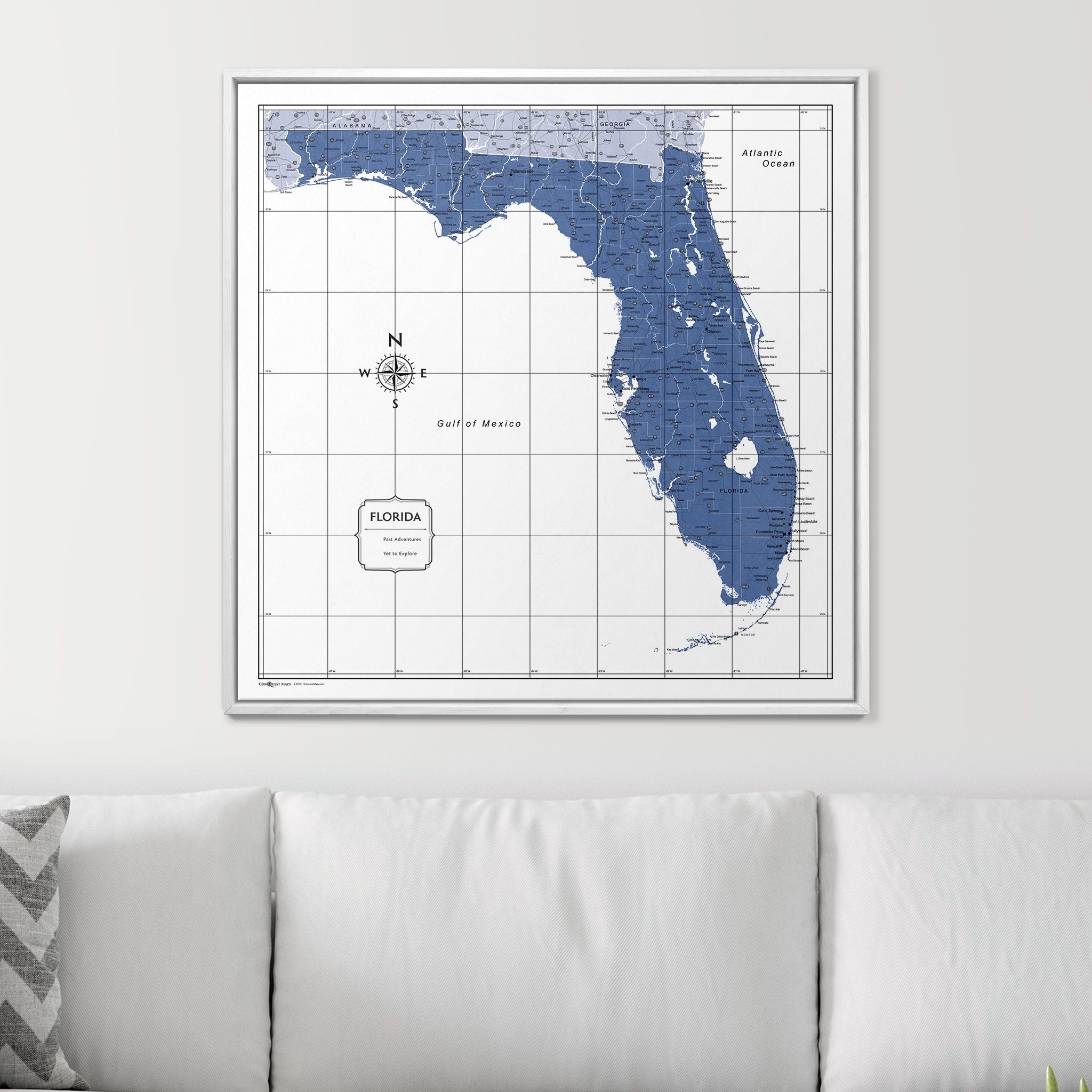 Push Pin Florida Map (Pin Board) - Navy Color Splash CM Pin Board