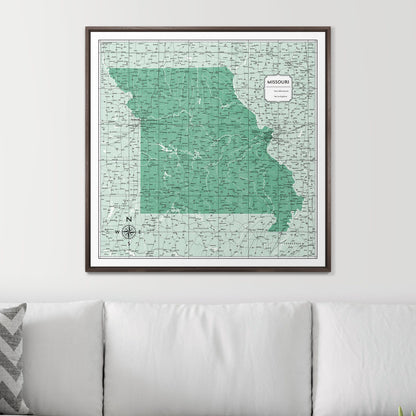 Push Pin Missouri Map (Pin Board) - Green Color Splash CM Pin Board