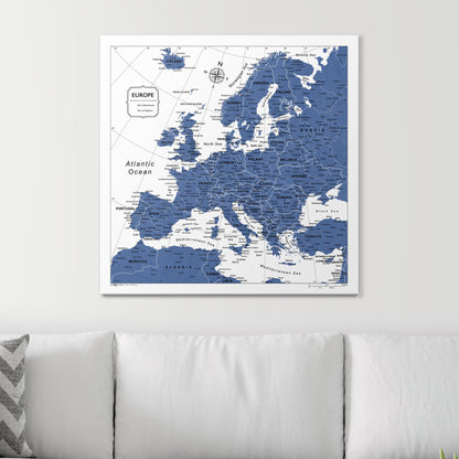 Push Pin Europe Map (Pin Board) - Navy Color Splash CM Pin Board