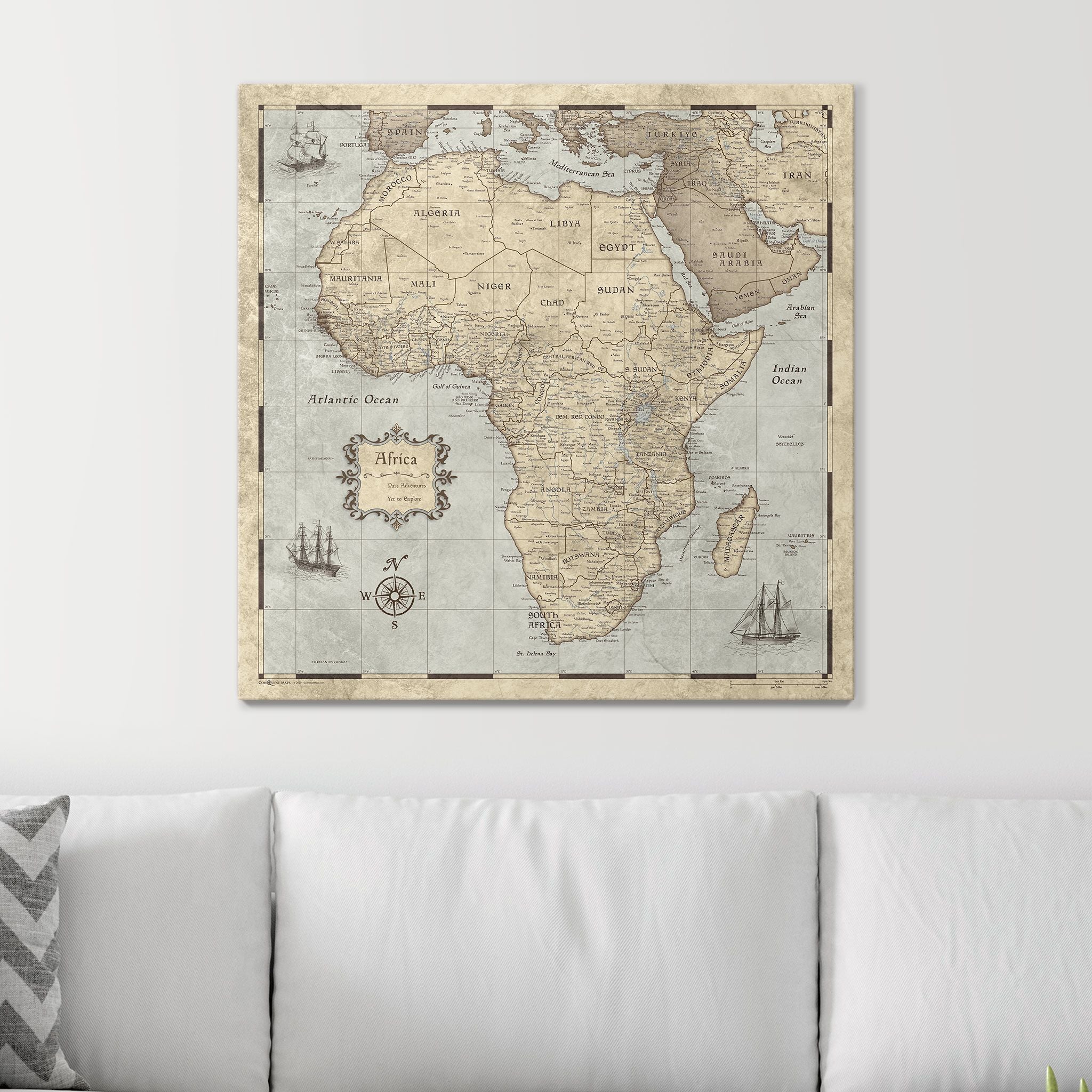 Push Pin Africa Map (Pin Board) - Rustic Vintage CM Pin Board