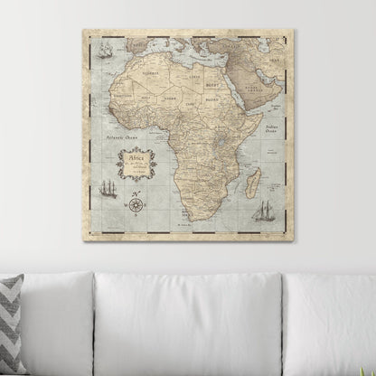 Push Pin Africa Map (Pin Board) - Rustic Vintage CM Pin Board