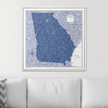 Push Pin Georgia Map (Pin Board) - Navy Color Splash CM Pin Board