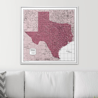 Push Pin Texas Map (Pin Board) - Burgundy Color Splash CM Pin Board