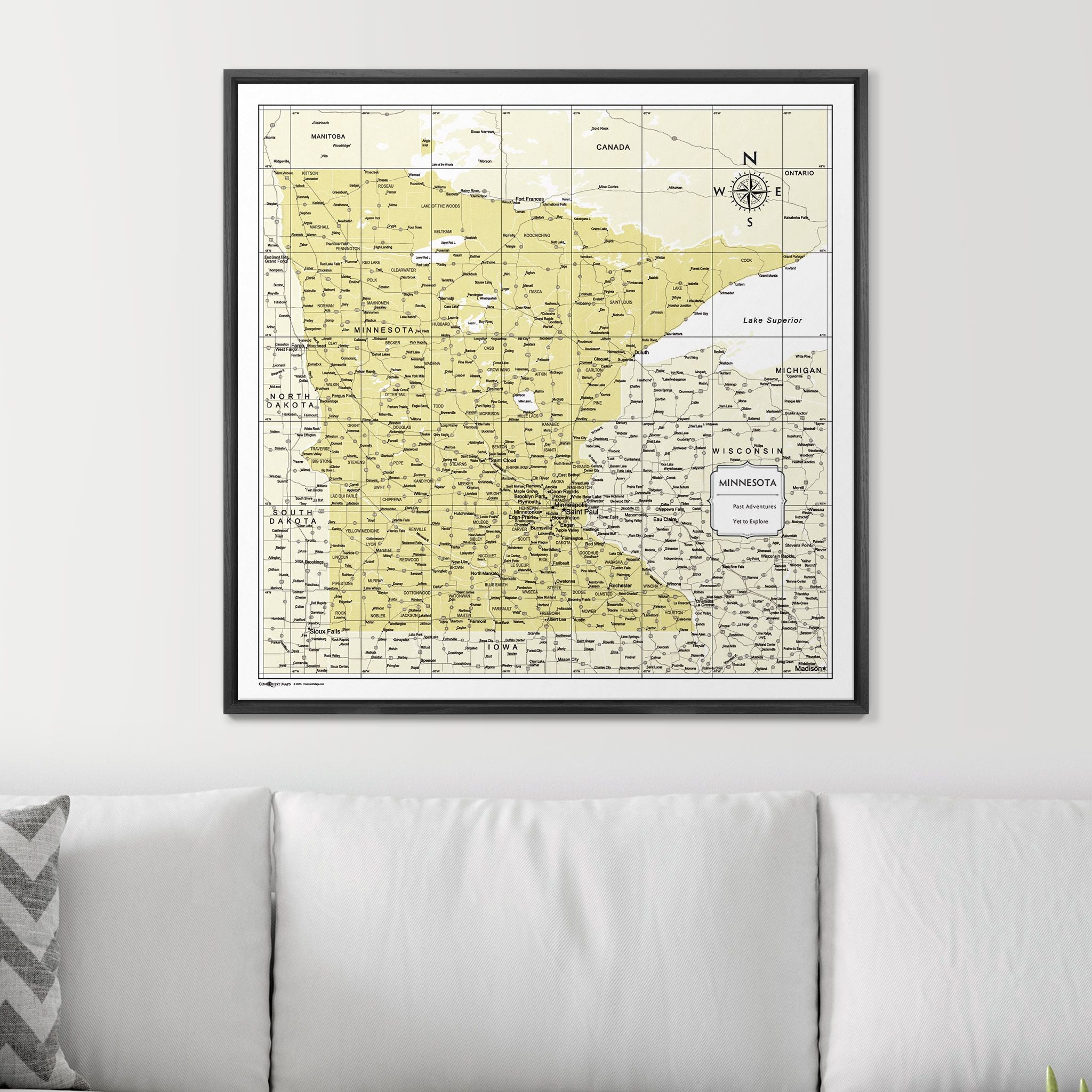 Push Pin Minnesota Map (Pin Board) - Yellow Color Splash CM Pin Board