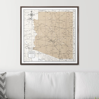 Push Pin Arizona Map (Pin Board) - Light Brown Color Splash CM Pin Board