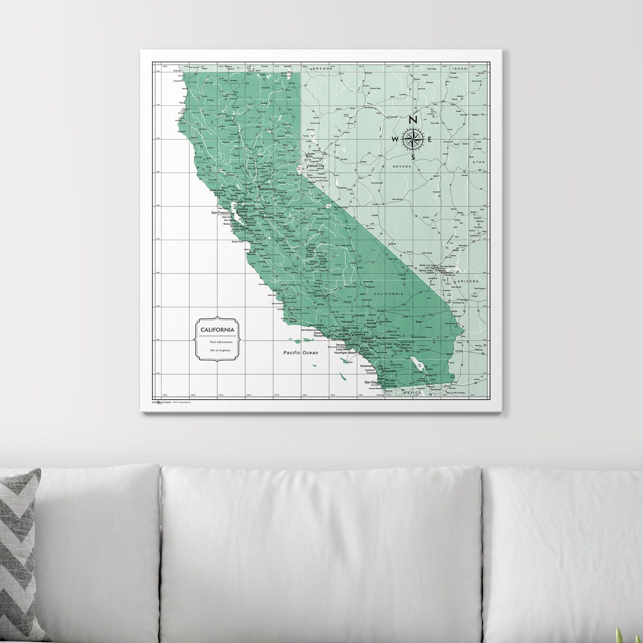 Push Pin California Map (Pin Board) - Green Color Splash CM Pin Board