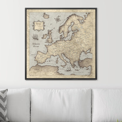 Push Pin Europe Map (Pin Board) - Rustic Vintage CM Pin Board