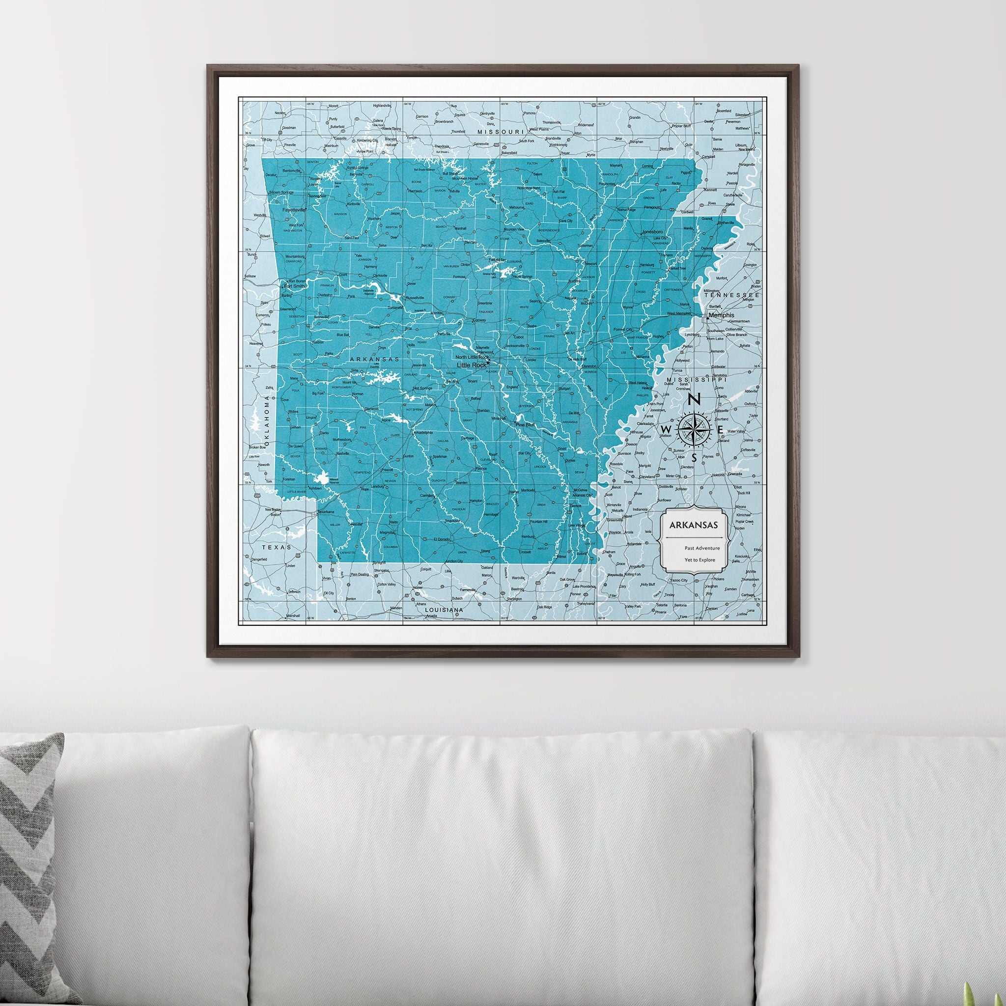 Push Pin Arkansas Map (Pin Board) - Teal Color Splash CM Pin Board