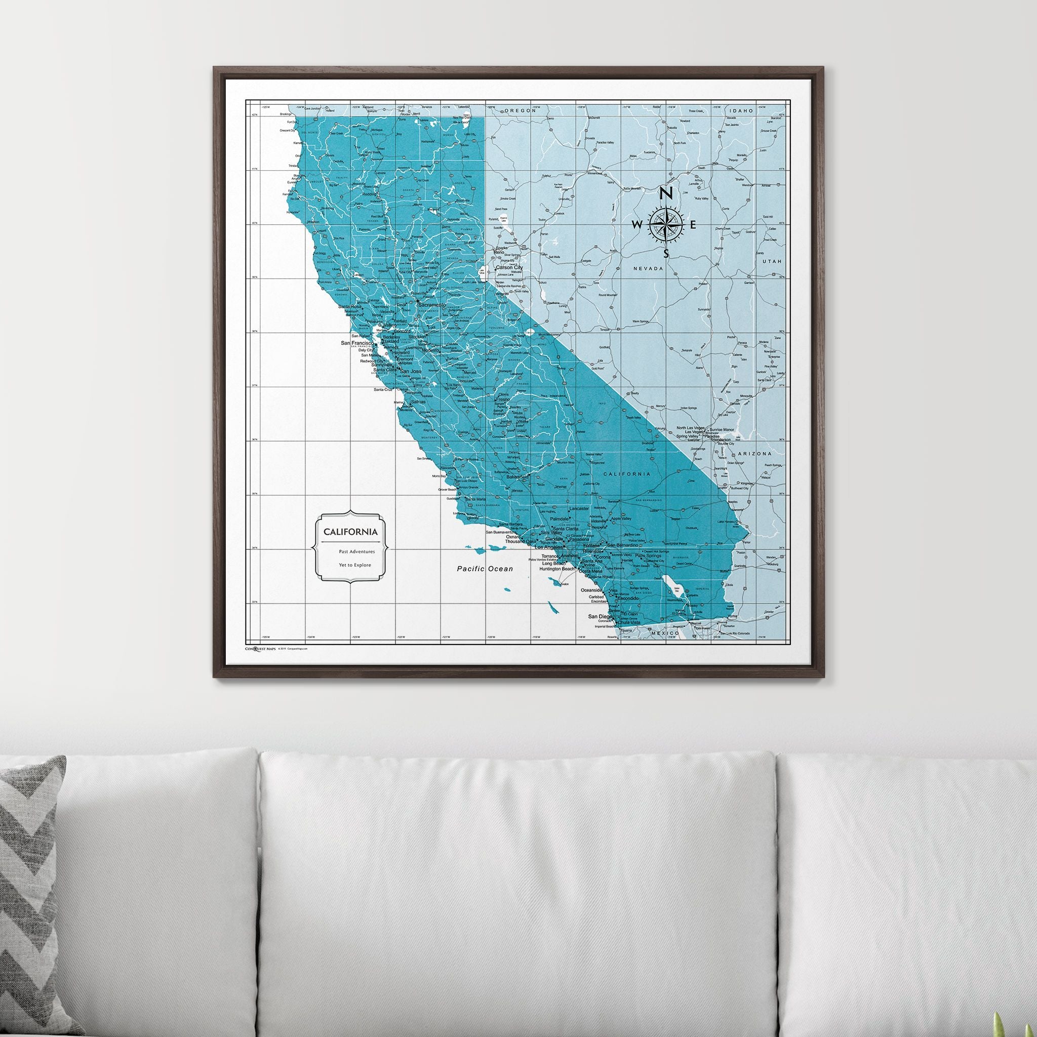 Push Pin California Map (Pin Board) - Teal Color Splash CM Pin Board