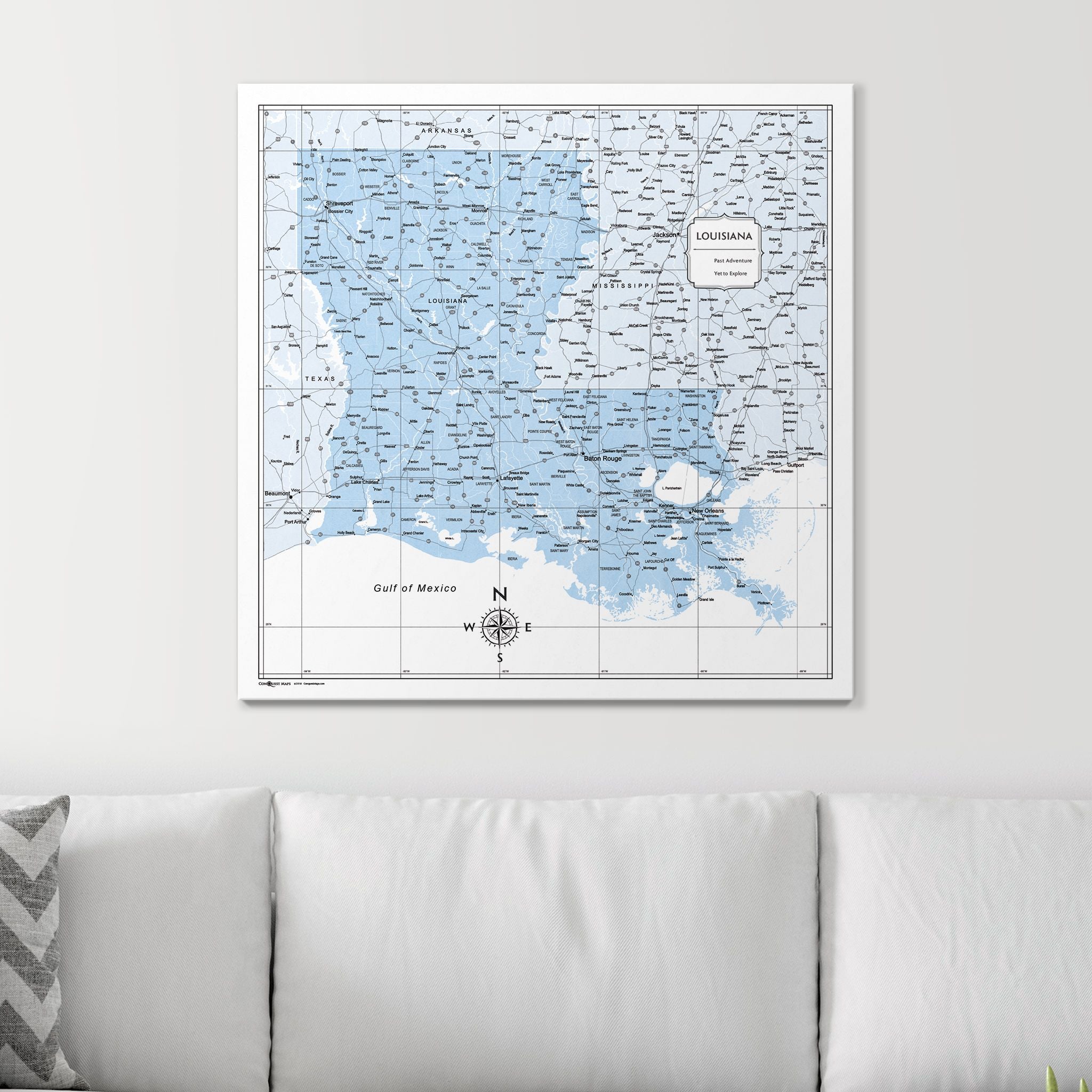 Push Pin Louisiana Map (Pin Board) - Light Blue Color Splash CM Pin Board