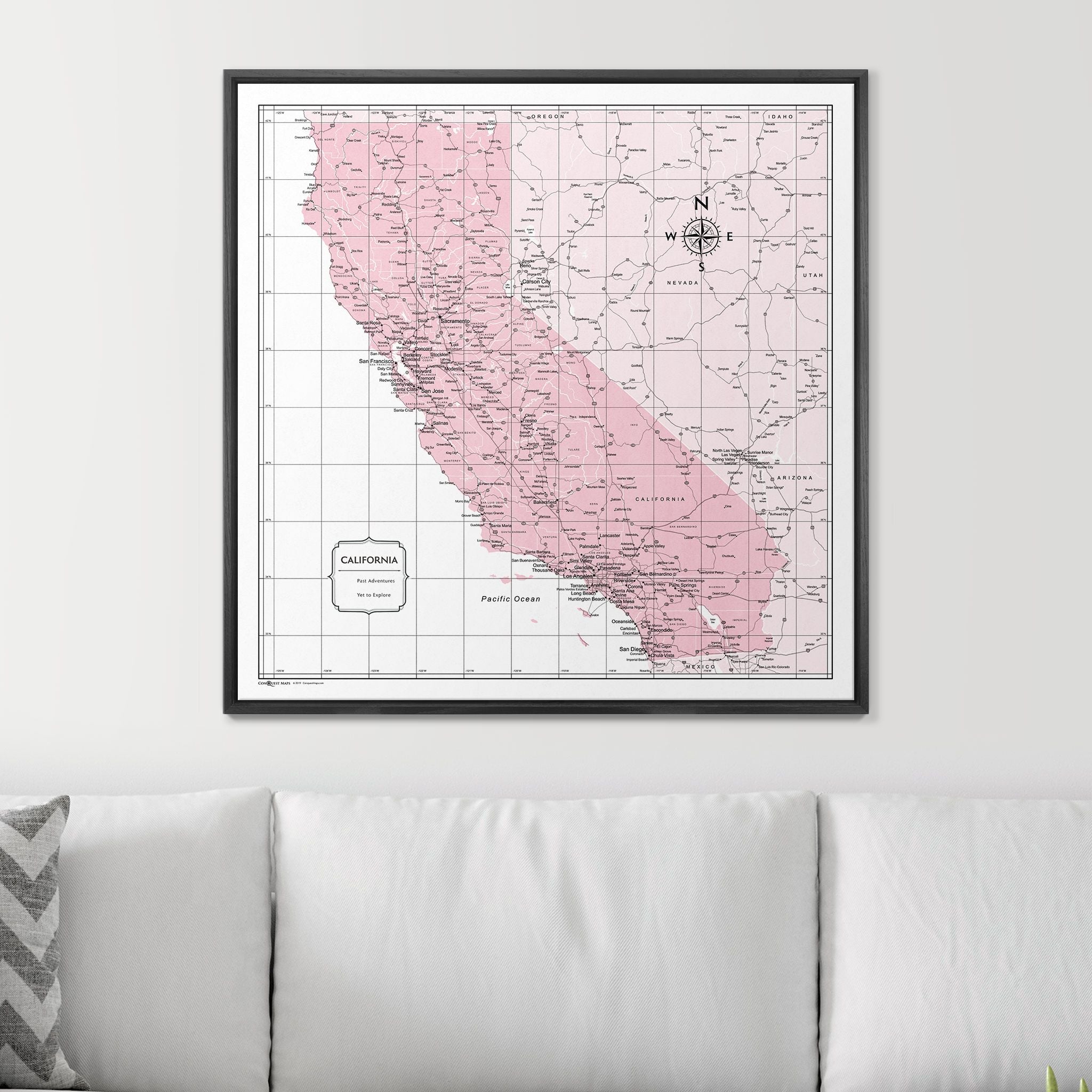 Push Pin California Map (Pin Board) - Pink Color Splash CM Pin Board