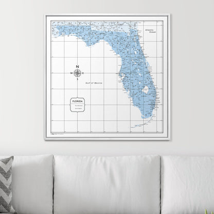 Push Pin Florida Map (Pin Board) - Light Blue Color Splash CM Pin Board