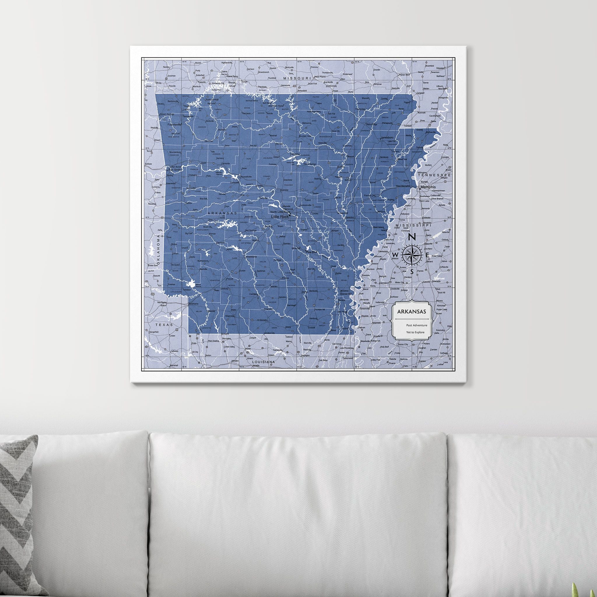 Push Pin Arkansas Map (Pin Board) - Navy Color Splash CM Pin Board