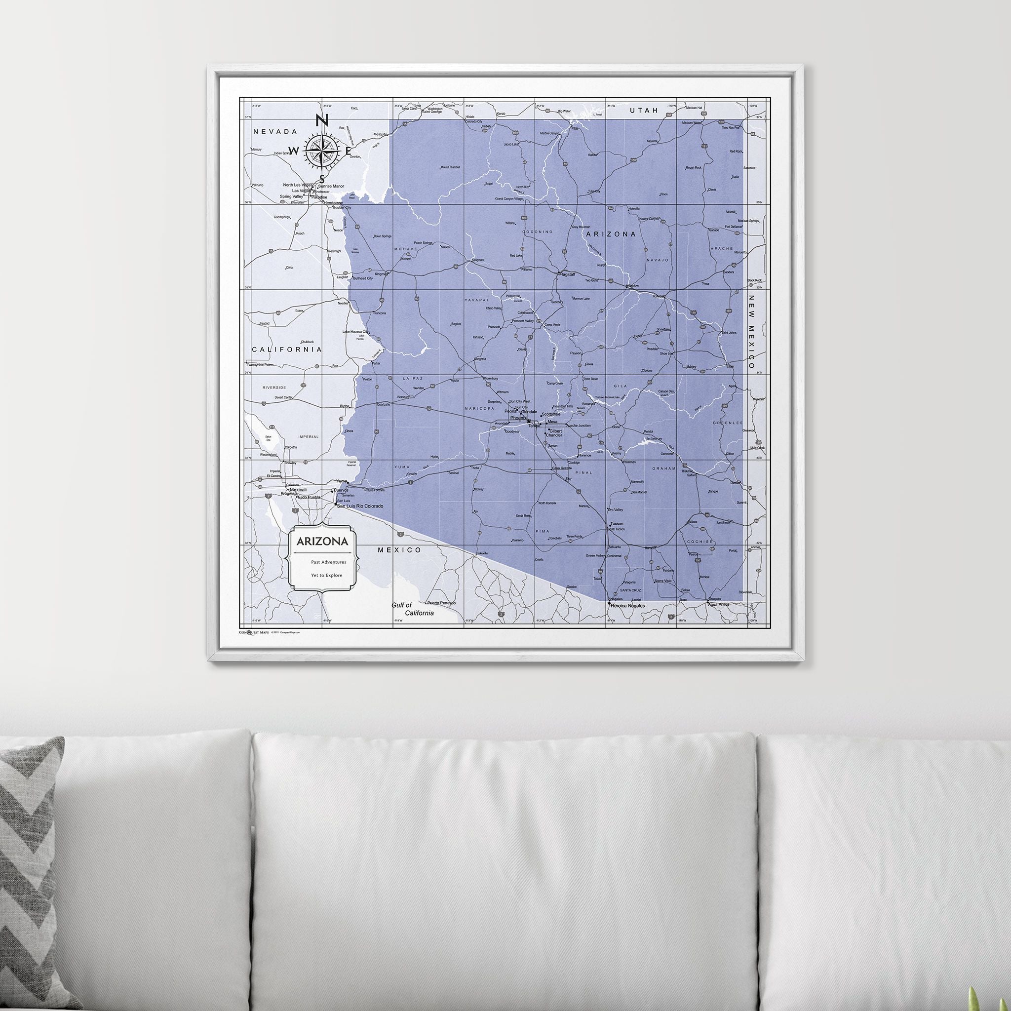 Push Pin Arizona Map (Pin Board) - Purple Color Splash CM Pin Board