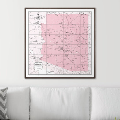 Push Pin Arizona Map (Pin Board) - Pink Color Splash CM Pin Board