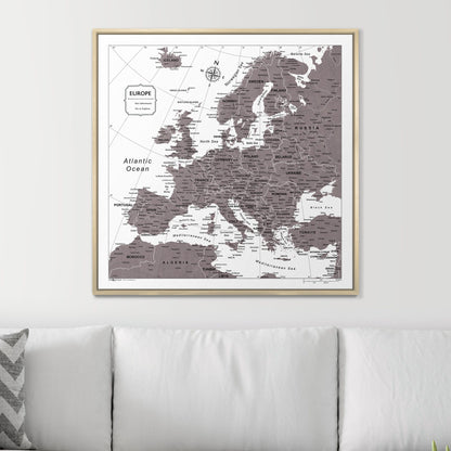 Push Pin Europe Map (Pin Board) - Dark Brown Color Splash CM Pin Board