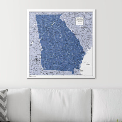 Push Pin Georgia Map (Pin Board) - Navy Color Splash CM Pin Board