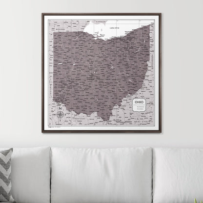 Push Pin Ohio Map (Pin Board) - Dark Brown Color Splash CM Pin Board