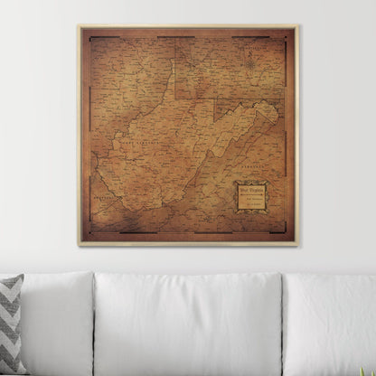 Push Pin West Virginia Map (Pin Board) - Golden Aged CM Pin Board