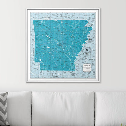 Push Pin Arkansas Map (Pin Board) - Teal Color Splash CM Pin Board