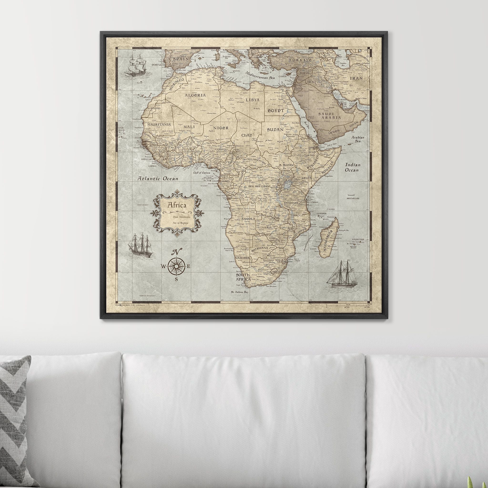 Push Pin Africa Map (Pin Board) - Rustic Vintage CM Pin Board