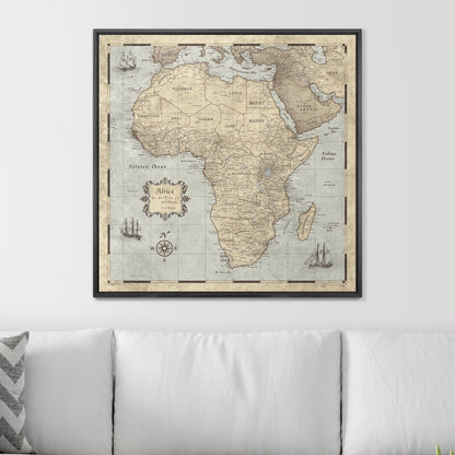 Push Pin Africa Map (Pin Board) - Rustic Vintage CM Pin Board