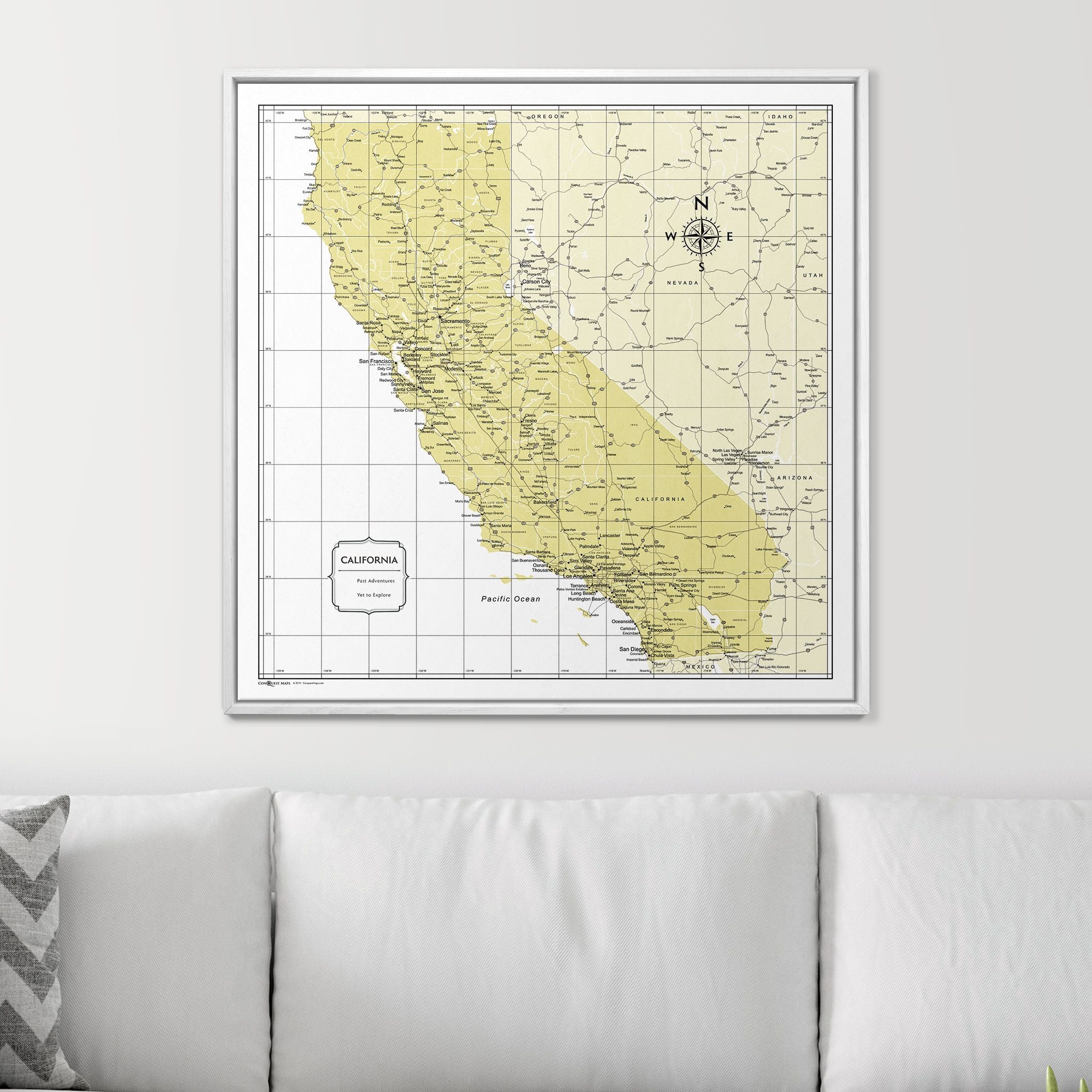 Push Pin California Map (Pin Board) - Yellow Color Splash CM Pin Board