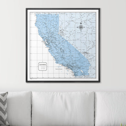 Push Pin California Map (Pin Board) - Light Blue Color Splash CM Pin Board