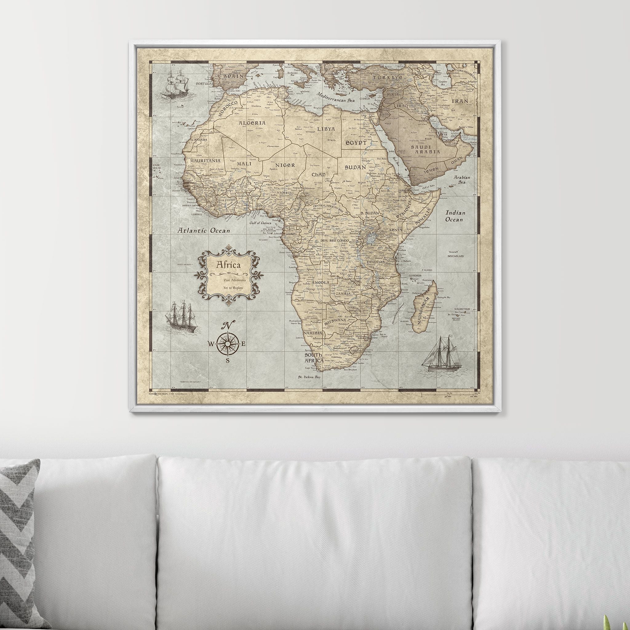 Push Pin Africa Map (Pin Board) - Rustic Vintage CM Pin Board