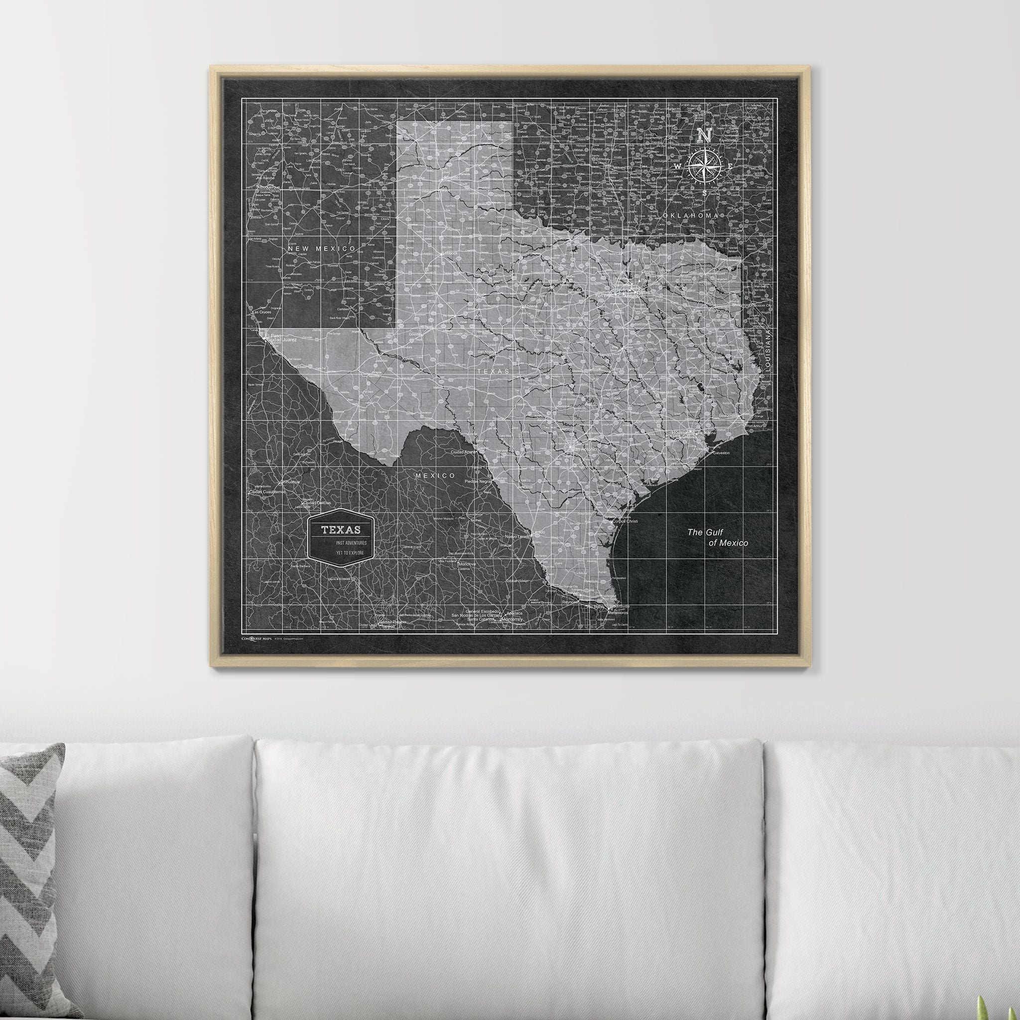 Push Pin Texas Map (Pin Board) - Modern Slate CM Pin Board