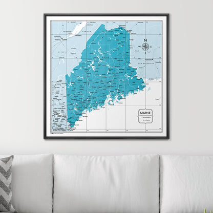 Push Pin Maine Map (Pin Board) - Teal Color Splash CM Pin Board