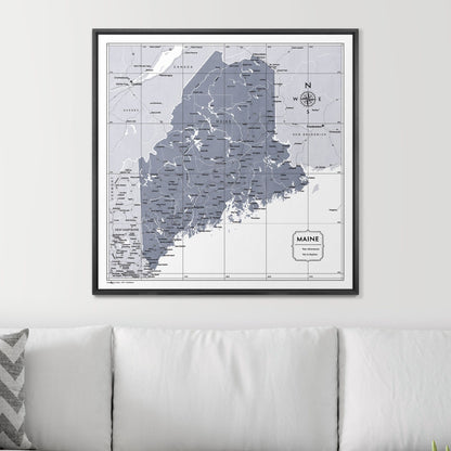 Push Pin Maine Map (Pin Board) - Dark Gray Color Splash CM Pin Board