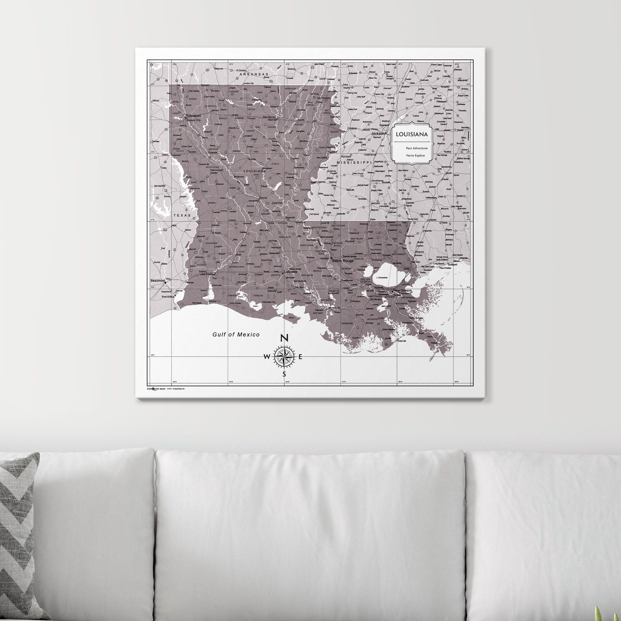 Push Pin Louisiana Map (Pin Board) - Dark Brown Color Splash CM Pin Board