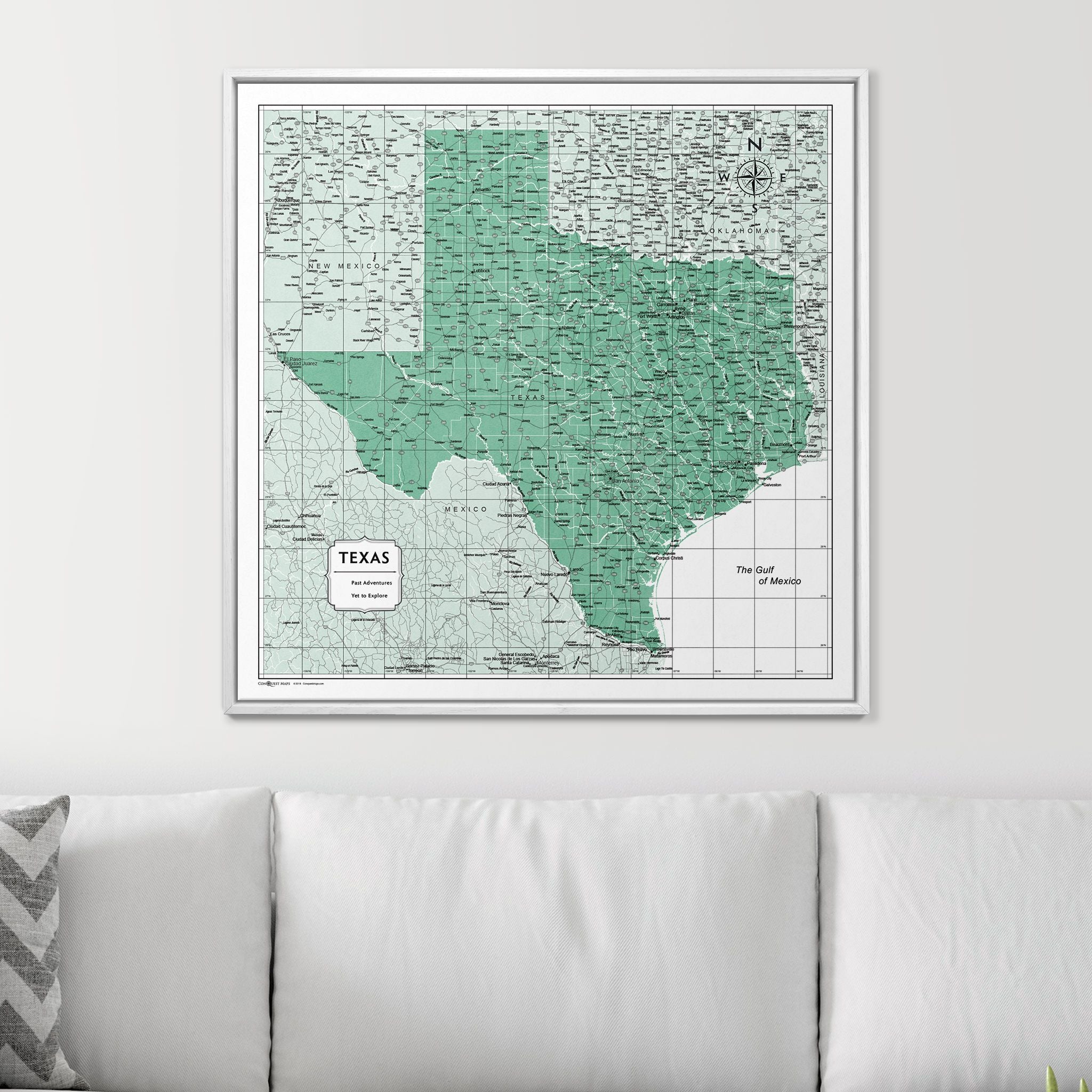 Push Pin Texas Map (Pin Board) - Green Color Splash CM Pin Board