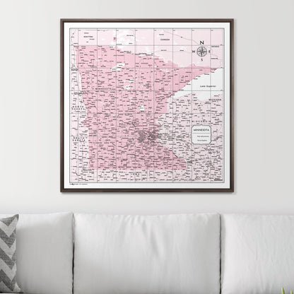 Push Pin Minnesota Map (Pin Board) - Pink Color Splash CM Pin Board