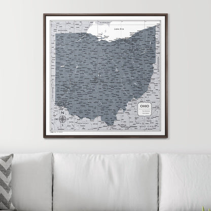 Push Pin Ohio Map (Pin Board) - Dark Gray Color Splash CM Pin Board