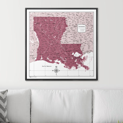 Push Pin Louisiana Map (Pin Board) - Burgundy Color Splash CM Pin Board