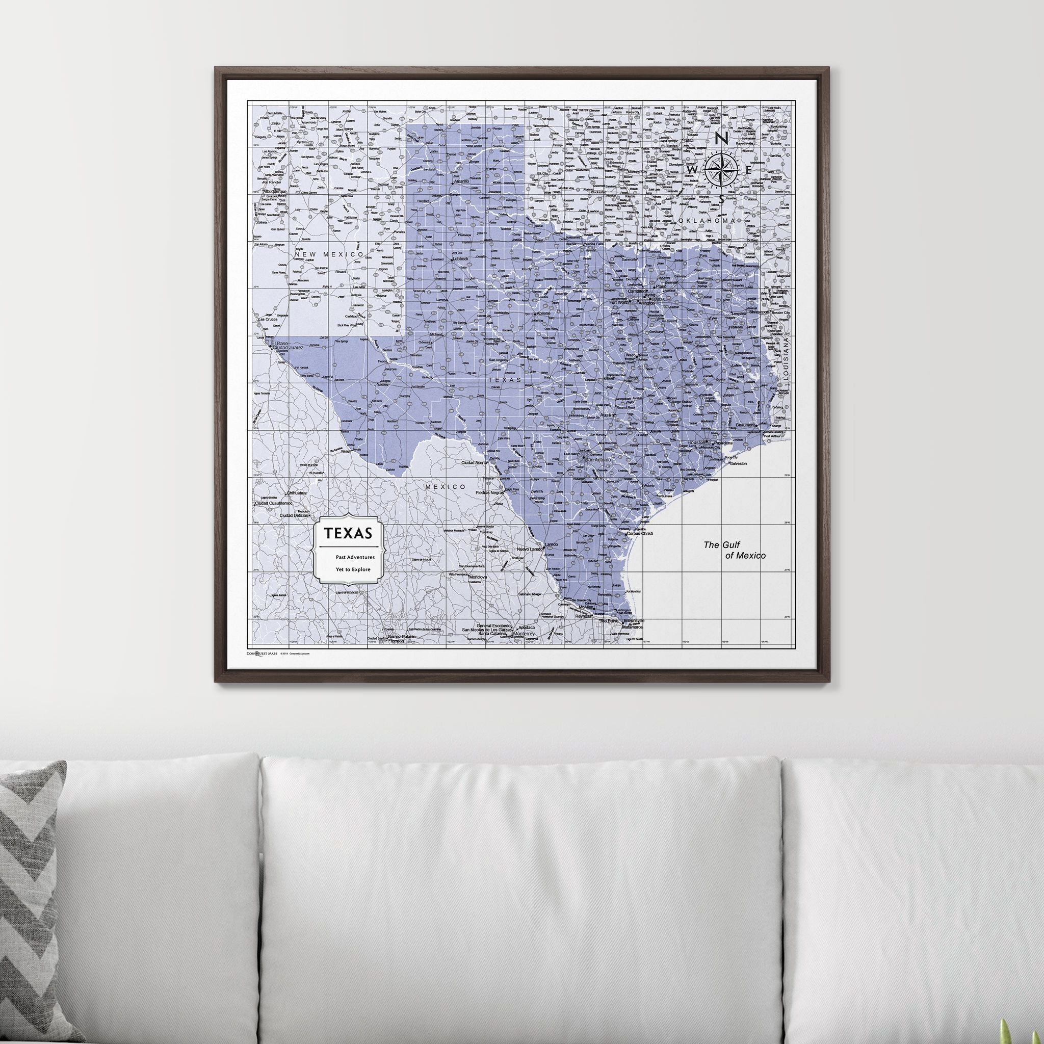 Push Pin Texas Map (Pin Board) - Purple Color Splash CM Pin Board