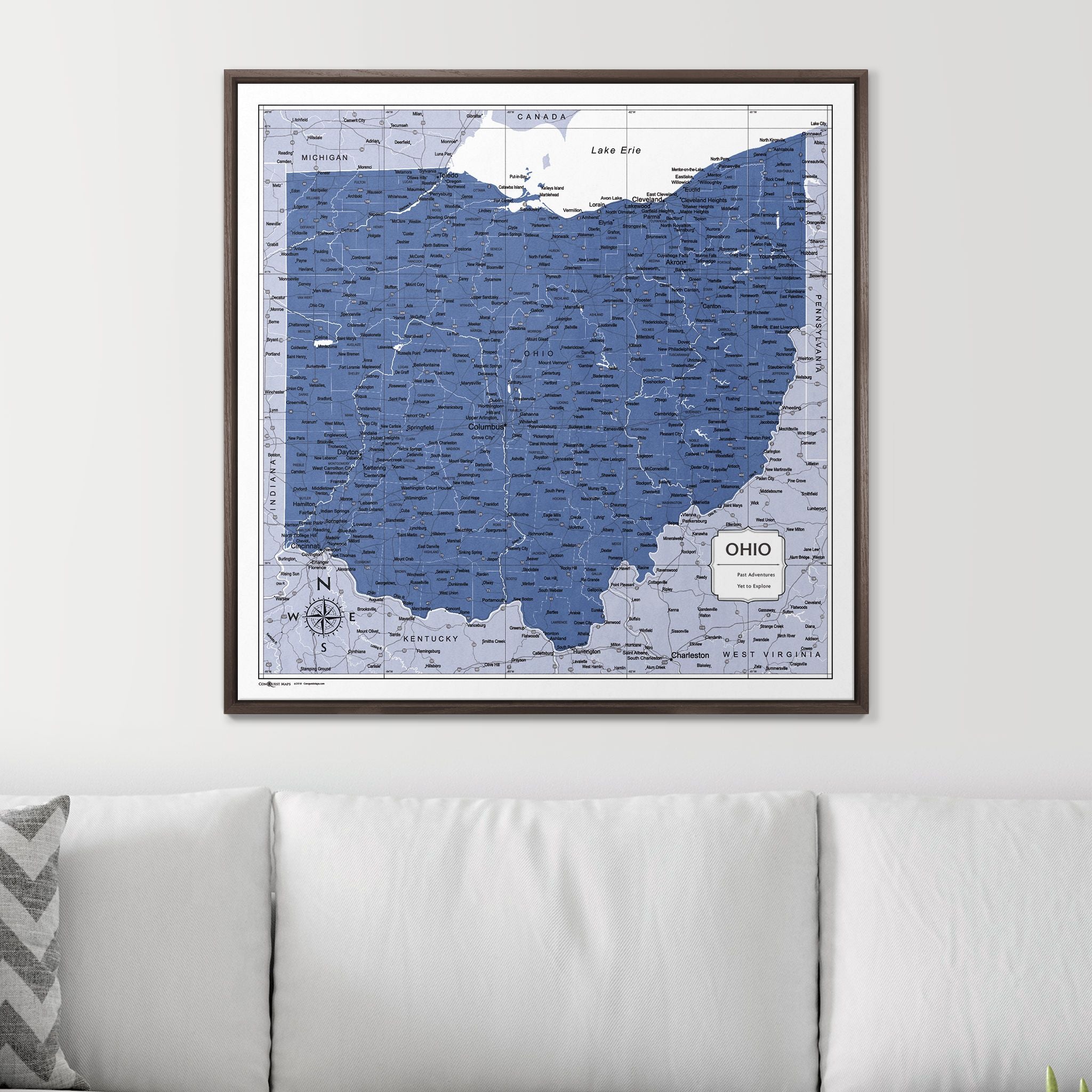 Push Pin Ohio Map (Pin Board) - Navy Color Splash CM Pin Board