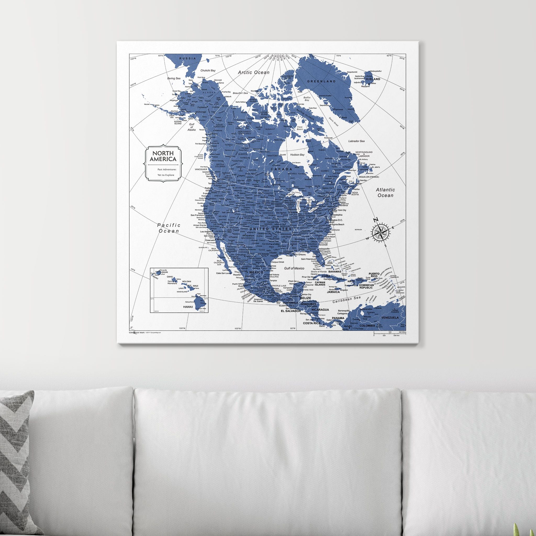 Push Pin North America Map (Pin Board) - Navy Color Splash CM Pin Board