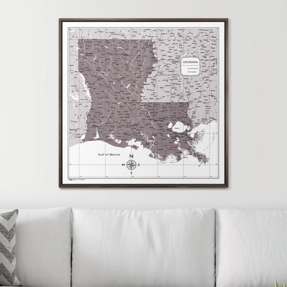 Push Pin Louisiana Map (Pin Board) - Dark Brown Color Splash CM Pin Board