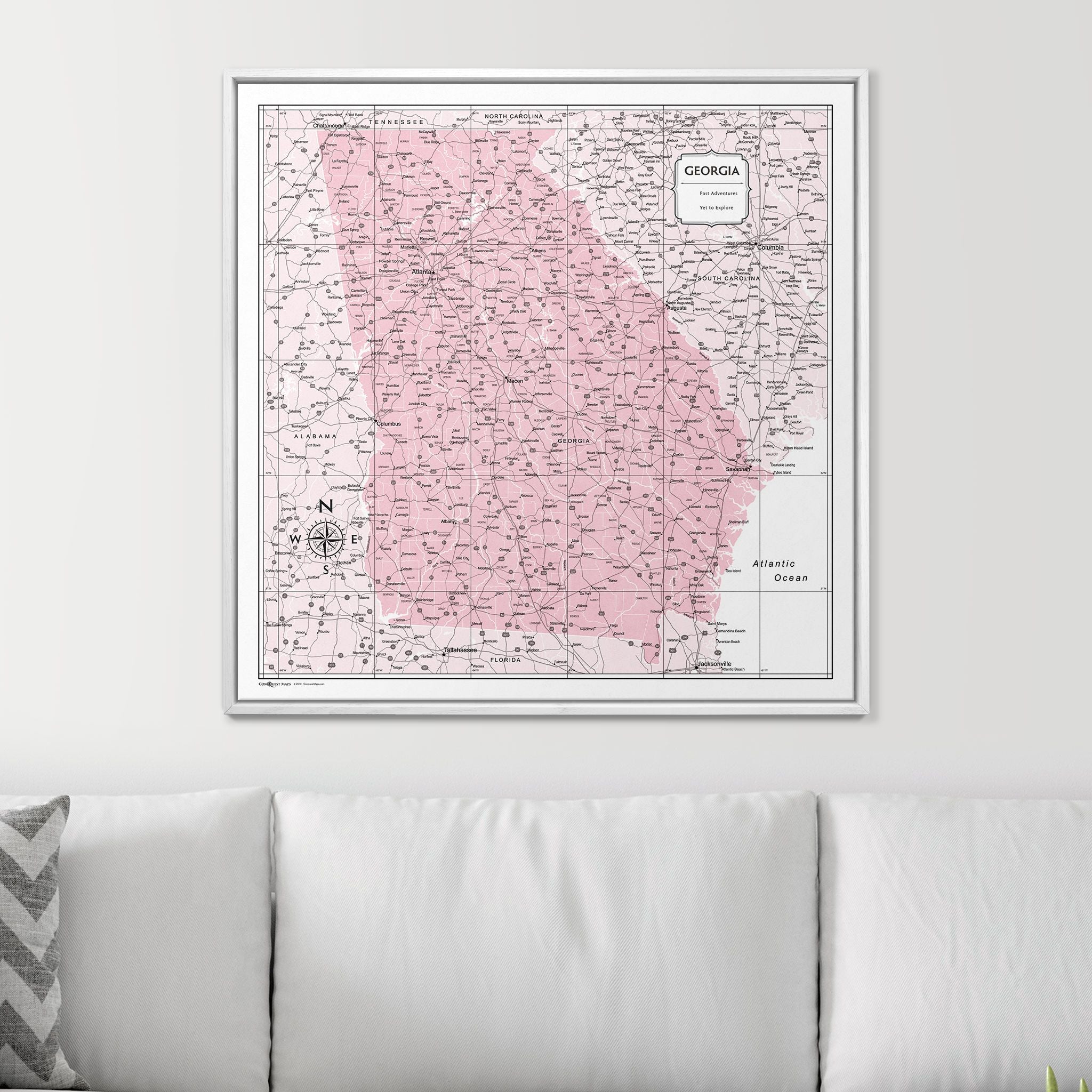 Push Pin Georgia Map (Pin Board) - Pink Color Splash CM Pin Board