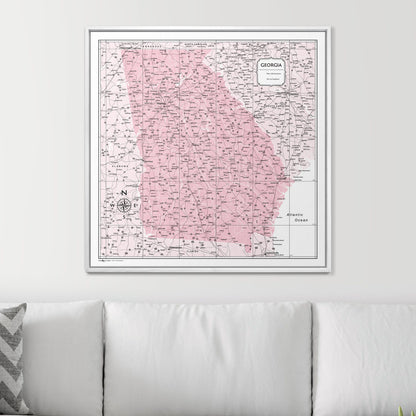 Push Pin Georgia Map (Pin Board) - Pink Color Splash CM Pin Board